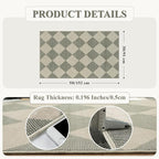 Beeiva Checkered Print Bedroom Area Rug 3x5, Non Slip Ultra Thin Washable Entryway Rug Low Pile Soft Bathroom Rugs Green, Moroccan Farmhouse Trellis Throw Rugs for Kitchen Office Kids Room