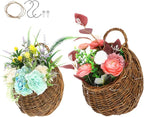 Yardwe Wicker Planter Wall Hanging Flower Pot Set - Rattan Hanging Basket for Indoor Outdoor Garden Decor 2 Pieces 4.7X10.5X4.7 Inches