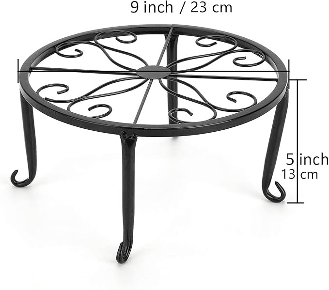 Tosnail 4 Pack Metal Plant Stand, Planter Support Rack, Plant Pot Stands, Planter Holder Heavy Duty, Rust Proof Iron Potted Plant Flower Pot Stand for Indoor Outdoor Garden Patio, Black, 9 Inch