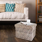 ALASDO Ottoman Storage Ottoman Footrest Stool Foldable Foot Rest Footstool Bench for Living Room 17x13x13inches Leopard Print