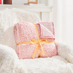 EMME Soft Sherpa Fleece Blanket Reversible Plush Fluffy Large Blanket, Light Weight Warm Decorative Boho Blanket Cover for Sofa, Couch, Bedroom,Travel(Plush Pink,108"x90")