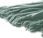 Homiest Decorative Knitted Throw Blanket with Fringe, Lightweight Acrylic Knit, Soft & Cozy Tassel Blanket for Couch, Sofa, Bed (Sage Green, 50 x 60 Inch)