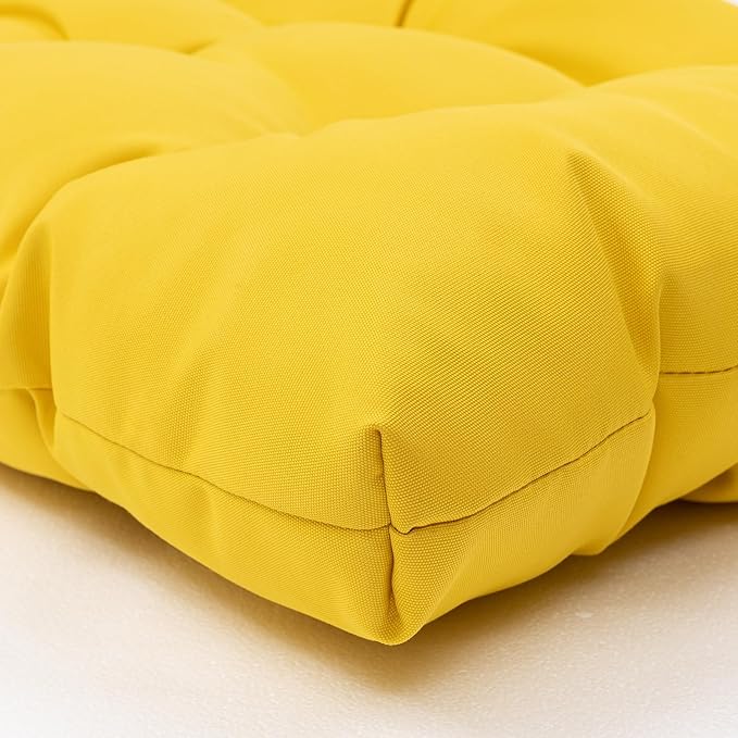 QILLOWAY Outdoor Seat/Back Chair Cushion Tufted Pillow, Spring/Summer Seasonal Replacement Cushions - Pack of 4 (Yellow)