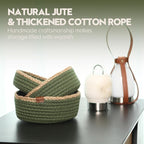 Sea Team 3-Pack Small Cotton Rope Storage Basket Set - Portable Round Organizers with Jute Braid for Small Items, Keys, Makeup & Trinkets