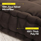 Floor Pillow Large Square Tufted Decorative Cushion 20" x 20" Faux Velvet Fabric Ultra Thick Fill for Kids and Adults, 2 Pack, Coffee Brown
