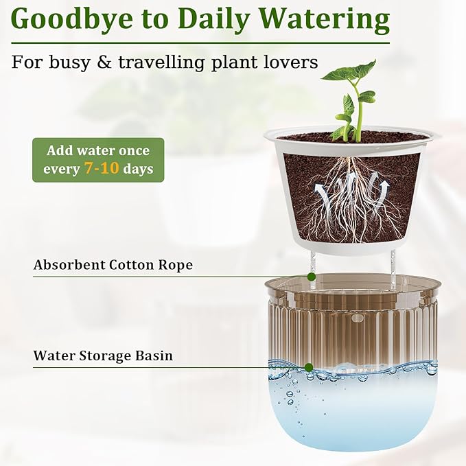 Halatool 2 Pack Self Watering Hanging Planters for Indoor Plants- 6.5 Inch Outdoor Hanging Flower Pots with 2 Metal Chains for Garden Home Wall Decor (Starry Gray)