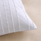 Standard Pillow Shams 2 Pack, Standard Size Pillowcases, Soft Microfiber Geometric Striped Tufted Pillow Covers with Envelope Closure, White, 20x26 Inches (No Insert)