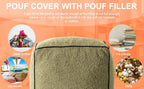 Pouf Ottoman Stuffed Modern Foam Filled Foot Rest Poufs for Living Room Chair Decorative 20 X 15 Inches Boho Relax Stool Floor Poufs Foot Rest for Living Room,Green