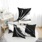 HOSTECCO Black and White Throw Pillow Covers 18x18 inch Set of 4 Marble Abstract Pillow Cases Modern Decorative Cushion Covers for Sofa Couch Office Car