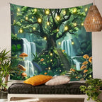 Jhdstore Tree of Life Tapestry for Bedroom Green Forest Tapestry Home Decor Bedroom Living Room Decor Tapestries Wall Hanging Magic Forest Wall Hanging 36"x48"