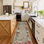 Lahome Floral Runners for Hallways, 2'6''x8' Kitchen Runner Rug Non Slip, Soft Washable Runner with Rubber Backing Carpet for Laundry Bedroom Bathroom Flore (Brown)