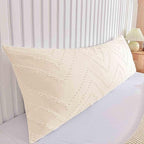 Nanko Body Pillow Case Cover 1 Pack 20x54 with Zipper, Beige Tufted Jacquard Boho Soft Shabby Chic Microfiber Long Decorative Pillow Covers/Pillow Shams, Comfortable Body Pillowcase for Women Men