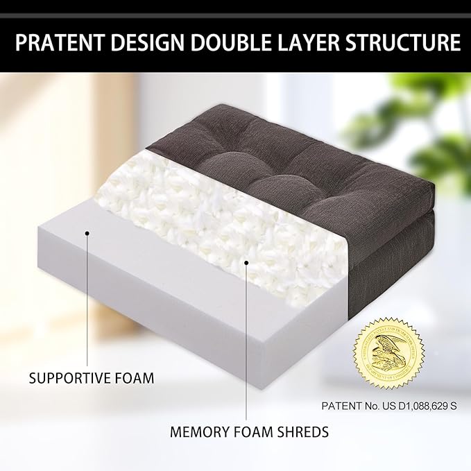 HAVARGO Recliner Cushions for Elderly with Lumbar Support, Patent Design 20x20x5 Inch Thick Chair Cushion Soft Tufted Dual Layer Booster Seat Cushions for Seniors Recliner Risers Taupe 1 Set