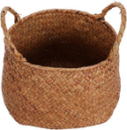 Cabilock Seagrass Bin Flower Girl Basket Storage Basket Lid Straw Bag for Living Room Decor