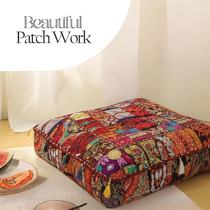THE ART BOX 35" X 35" Large Boxed Shaped Premium Hypoallergenic Square Stuffer Best for Meditation Floor Pillow Cover, Mandala Ottoman Cushion, Dog Beds, Lounger, Pet Beds