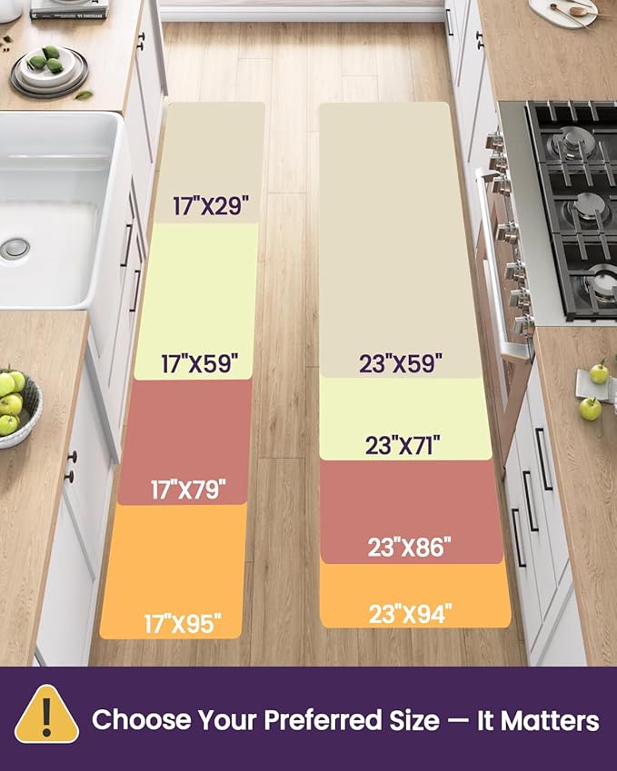 DEXI Kitchen Floor Mats Cushioned Anti Fatigue, 23x86, Large Long Standing Runner Rug Waterproof, Comfort Memory Foam Padded for Front Sink Laundry, Grey