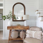 LOSOUR Arched Mirror, Farmhouse Decor Solid Wood Frame Wall Mirror, Bathroom Mirrors, Large Vintage Mirror for Bathroom, Living Room,Bedroom, Entryway, Hallway,Foyer (Coffee, 36" L x 24" W)