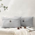 Phantoscope Pack of 2 Farmhouse Throw Pillow Covers Button Vintage Linen Decorative Pillow Cases for Couch Bed and Chair Light Grey 12 x 20 inches 30 x 50 cm