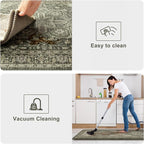 KIMODE Anti Fatigue Mats for Kitchen Floor 17"x47"+17"x29", Boho Kitchen Rugs Sets of 2,Cushioned Kitchen Floor Mats, Comfort Standing Mat for Laundry, Office, Sink, Desk Dark Green