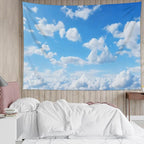 LB Blue Sky Cloud Tapestry for Bedroom Modern Aesthetic Nature Landscape Wall Decor Blue and White Clouds Wall Art for Living Room Dorm 92.5Wx70.9L Inch