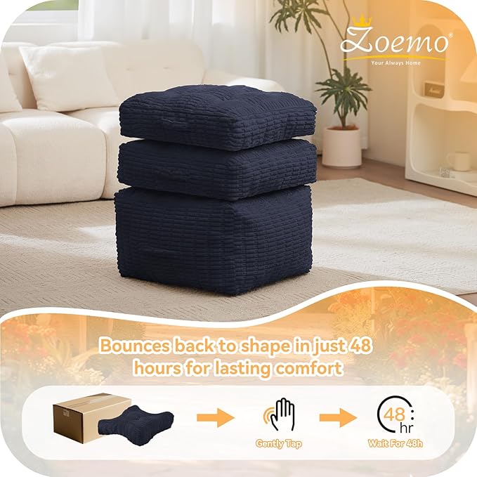 Floor Pillow Cushion for Adults, Meditation Cushion Pillow, Large Square Floor Sitting, for Tatami Living Room or Yoga, 22x22 Inch