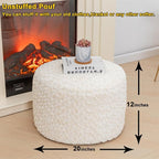 Unstuffed Pouf Ottoman Cover Handmade Footstool Ottoman Storage Solution Floor Pouf Footrest Cushion 20x12 Inches for Living Room Wedding Ivory