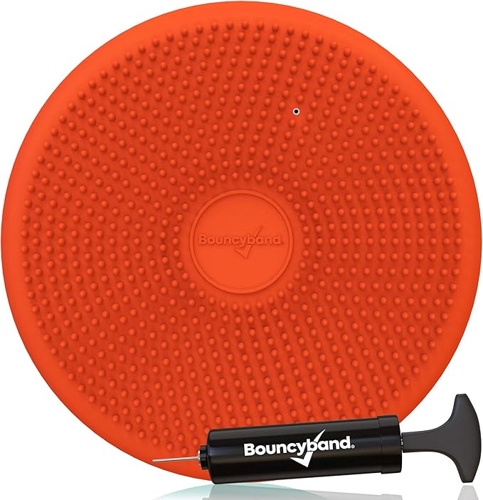 Bouncyband – Wiggle Seat – Orange, 13” D – Large Sensory Cushion for Kids Ages 6-18+ – Promotes Active Learning, Improves Student Productivity, Includes Easy-Inflation Pump
