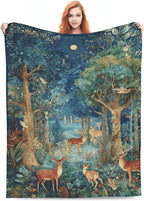 Deer Throw Blanket Soft Flannel Blanket 60"x50" in Bed Blanket Home Decor for Room Sofa Couch All Season