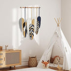 Betylifoy Macrame Leaf Wall Hanging, Boho Wall Decor, Handmade Woven Leaf Feather Boho Tapestry Bohemian Chic Wall Art Decor for Bedroom Living Room Nursery Apartment Backdrop