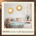 Barydat 10 Pcs Boho Gold Sun Mirrors for Wall Decor 10 Inches Plastic Decorative Wall Mirrors for Entryway Home Living Room (Modern)