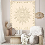 Apdidl Boho Mandala Floral Wall Tapestry for Bedroom Aesthetic, Bohemian Cute Flower Hippie Indian Beige Wall Hanging Blanket, Medallion Art Decor Tapestries for Teen Girls Living Room Dorm 51" X 60"