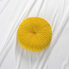 Roslynwood Shelly Round Solid Lemon Velvet Chair Cushion Couch Pumpkin Throw Pillow Home Decorative Seashell Floor Pillow, 16x16 inch