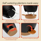 Black Hanging Self Watering Pots with Macrame Black Rope, 3 Pack Indoor & Outdoor Hanging Plant Pots with Built-in Reservoir, Wick Rope, Drainage Holes & Hooks, Stylish Boho Decor Hanging Planter