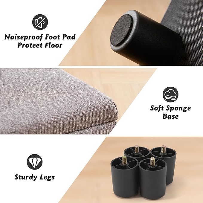 Small Foot Stool Under Desk Foot Stools Ottoman Footstool Foot Stools Small Footstools Foot Stool for Living Room Foot Rest 15" W x 12" D x 9.5" H Linen Dark Grey