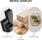 Modern Golden Hexagon Wall Planters with Solid Wood Shelves Set of 3 Geometric Floating Wall Decor for Indoor Plants, Stylish Wall Mounted Display for Succulents & Small Plants