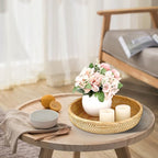Hipiwe 9.9" Round Key Basket Bowl for Entryway Table Wicker Storage Basket Woven Keys Bowl Holder Crackers Fruit Candy Serving Tray Rattan Organizer Basket for Remote Control Wallet Cell Phone
