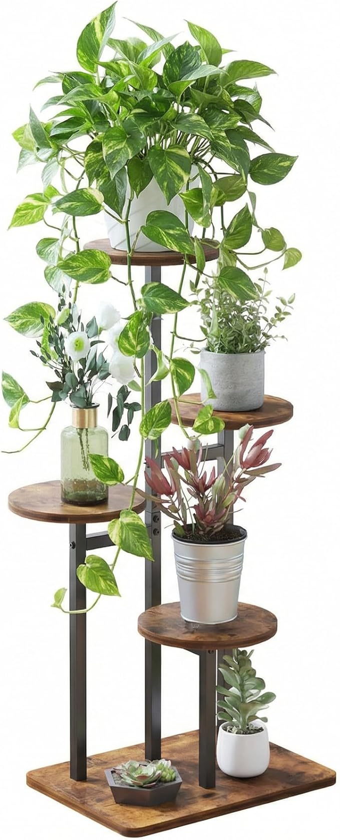 4 Tier Plant Stand Indoor, Tiered Plant Stands for Indoor Plants Multiple, Corner Flower Stand for Living Room, Multi-Layer Vintage Design Plant Shelf
