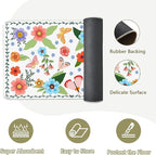 Flower Rugs for Kitchen Floor, 2PCS Anti Fatigue Mats for Kitchen Floor Rubber Non Slip, Washable Cushioned Carpet Rug for Sink Laundry Gifts for Christmas 15.7"×27.5" +15.7"×47" 3.5mm Colorful