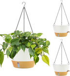 ZMTECH 3 Pack 12 Inch Hanging Planters for Indoor Plants, Large White Self Watering Hanging Planter with Visible Water Level Window & Heavy Duty Chain, Flower Pots for Outdoor Patio