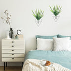2 Pieces Wall Decor Hanging Planters with Artificial Plants Metal Hanging Vase Indoor Plants Holder Modern Boho Wall Art for Bathroom Bedroom Living Room Decor(Silver,Boston Fern)