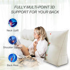WOWMAX Triangular Headboard Pillow Bed Wedge Pillow for Headboard Full Size Wedge Pillows for Daybed Large Bolster Pillow for Bed with Removable Cover, 80% Cotton & 20% Linen Blend, Pure White