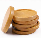 6pcs 3 inch Bamboo Round Plant Saucer, Mini Flower Pot Tray for Cactus Plant Pot Flower Pot Container Planter Bonsai Pots,no Plants Pot