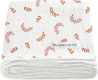 meowcards Muslin Swaddle Blankets for Baby, Unisex Baby Boys Girls Essentials, Large 47 x 47 inches, Boho Receiving Blankets Newborn Registry Must Haves (Leaf)