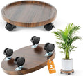 2 Pack Plant Caddy with Wheels, 12" Wood Rolling Plant Stand with 360° Lockable Wheels, Plant Stands Outdoor for Large Plants, Flower Cart Plant Dolly Plant Caster for Heavy Objects, Walnut