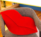 LEVINIS Red Lip Shape Throw Pillows Soft Velvet Decorative Reversible Pillow Cushion for Bed Couch Office 23.6 x 13.6 Inch