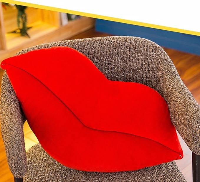LEVINIS Red Lip Shape Throw Pillows Soft Velvet Decorative Reversible Pillow Cushion for Bed Couch Office 23.6 x 13.6 Inch