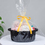 ABenkle Small Basket with Handles - Decorative Durable Rope Woven Storage Bin Shelf Storage Organizer Cube, Easter Baby Gift Basket, 12"x8"x5", Black