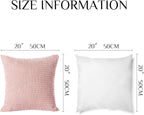 Softalker Throw Pillow Covers 20x20 Inch, Set of 2, Soft Corduroy Boho Stripe Decorative Pillow Cover, Couch Fluffy Pillow Cover for Farmhouse Home Decor Bed Living Room, Pink