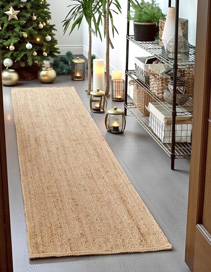 MDS Pack of 1 Handwoven Braided Jute Area Rug 2x8 Rectangular - 100% Natural Burlap Reversible Accent Rugs for Home Decor, Living Room, Doormat, Kitchen, Entryway Rug, Rustic, Farmhouse (2'x8')