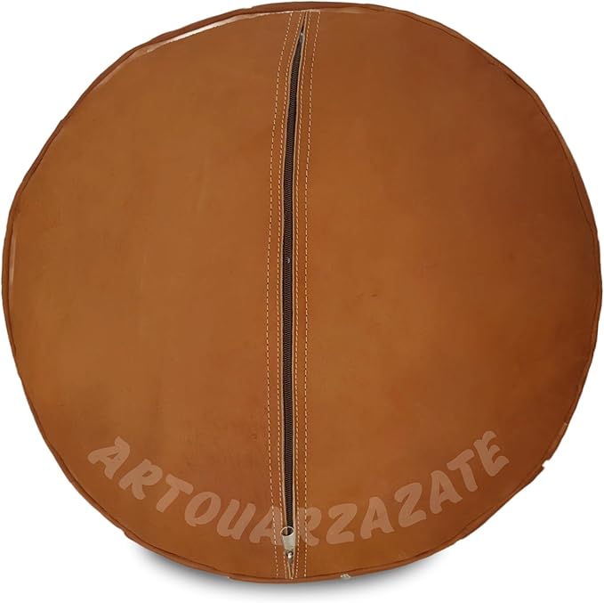 ARTOUARZAZATE Premium Moroccan Leather Ottoman Pouf Cover, Ottoman Footstool Hassock 100% Real Natural Leather pouffe, Home Gifts, Wedding Gifts, Foot Stool (Brown)